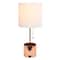 Simple Designs 18.5" Hammered Metal Container Base Table Lamp with USB Charging Port